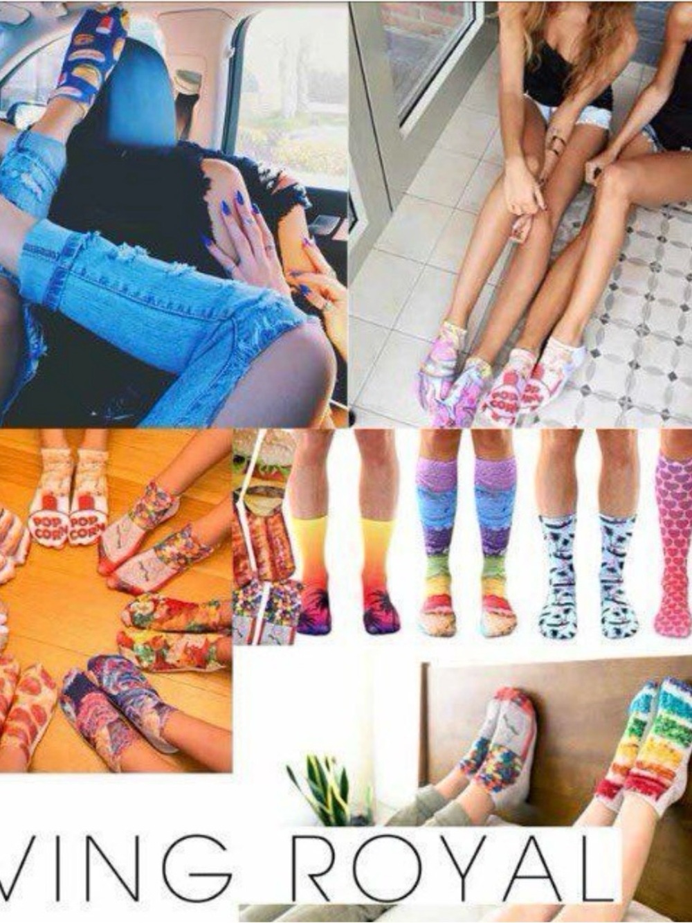 Rare Living Royal XOXO Knee High Kiss Lips Socks Valentine - Picture 7 of 9